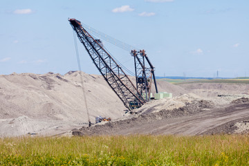 Coalmine excavator machine moonscape tailing