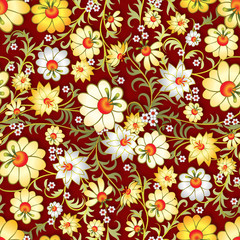 abstract seamless floral ornament with spring flowers