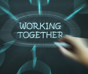 Working Together Diagram Means Teams And Cooperating