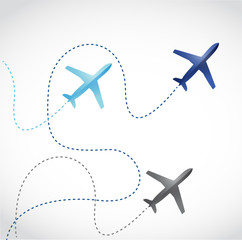 fly routes and airplanes. illustration design