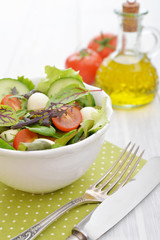 Salad with tomato and mozzarella cheese