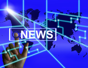 News Screen Shows Worldwide Newspaper or Media Information