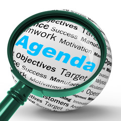 Agenda Magnifier Definition Means Schedule Planner Or Reminder
