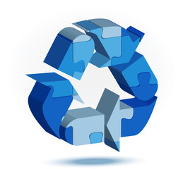recycling facility icon in puzzle