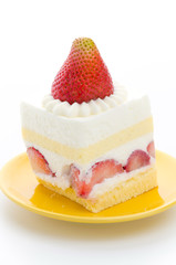 Strawberry cheesecake isolated on white background