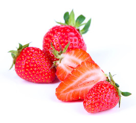 Ripe sweet strawberries isolated on white