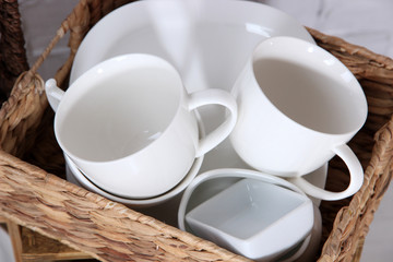 Beautiful shelves and boxes with tableware
