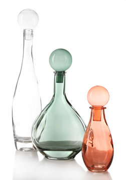 Decorative bottles, isolated on white