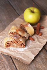 Tasty homemade apple strudel