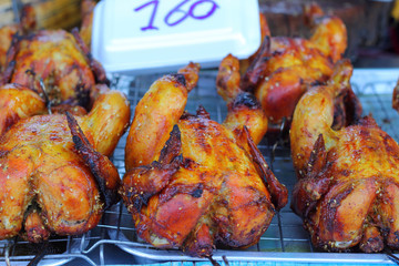 Grilled chicken in the market