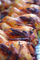 Grilled chicken in the market