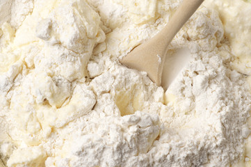 Cooking: kneading dough close-up