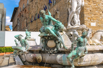 Fragment of Neptune fountain on Piazza della Signoria, Florence