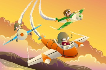 Kids in an airplane race © artisticco