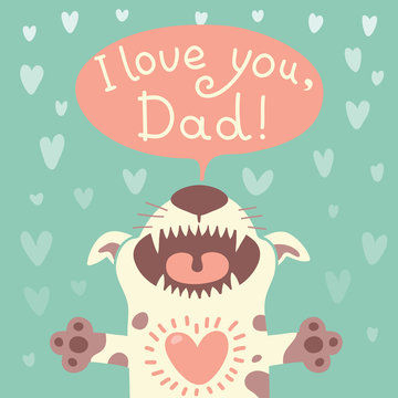 Card Happy Father's Day with a funny puppy.