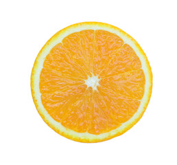 Slice of fresh orange isolated on white background