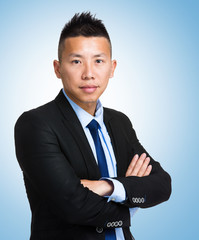 Businessman with blue background