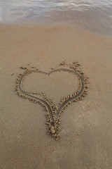 Heart on the beach sand