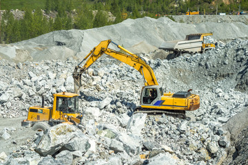 Obraz premium Excavators digging