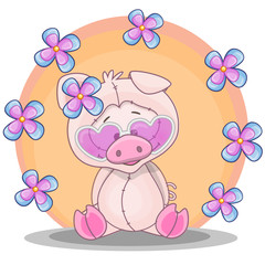 Pig with flowers