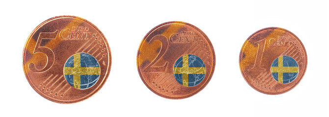 European union concept - 1, 2 and 5 eurocent