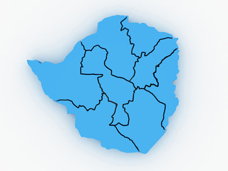 Obraz premium High detailed map Zimbabwe 3D