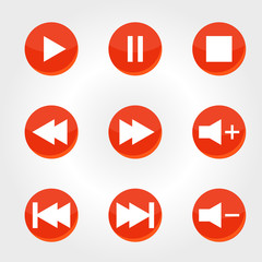 red icons with audio player buttons