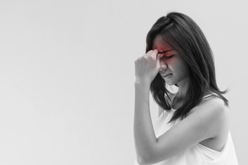 Fototapeta premium woman with headache, migraine, stress, insomnia, hangover