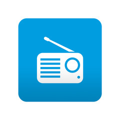 Etiqueta tipo app azul simbolo receptor de radio