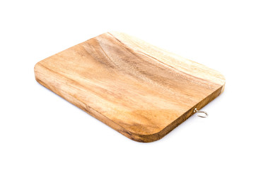 Wood cutting board isolated white background