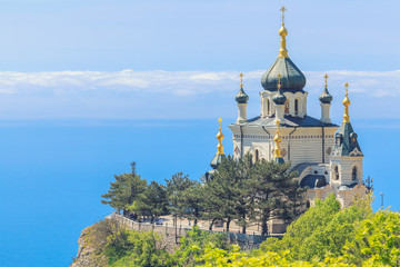 Fototapeta na wymiar The Church over the sea in Foros, Crimea