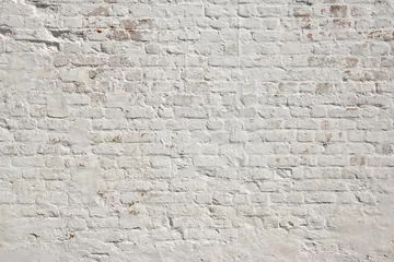 Deurstickers Bakstenen muur Witte grunge bakstenen muur achtergrond