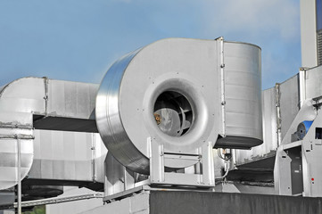 Industrial air conditioning and ventilation systems on a roof