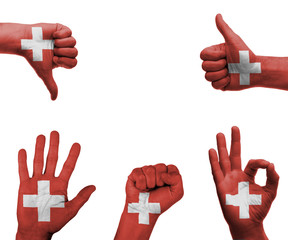 Hand set with the flag of Switzerland
