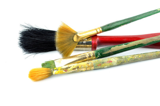 Paint brushes on white