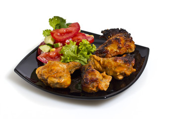 Fried chicken with salad