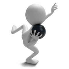 Funny character as shot putter