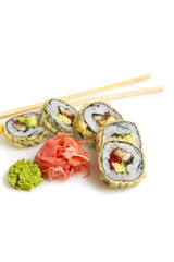 Sushi roll isolated on white background