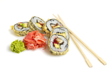 Sushi roll isolated on white background