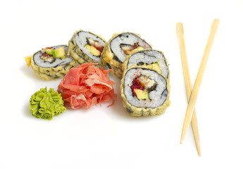 Sushi roll isolated on white background