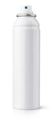 Aerosol spray metal bottle can on white with clipping path