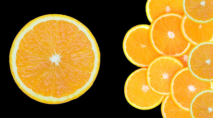 Slice of fresh orange isolated on background