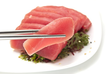 Tuna fillet isolated on white background