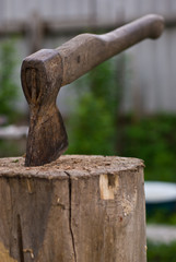 Old Hatchet in Wood