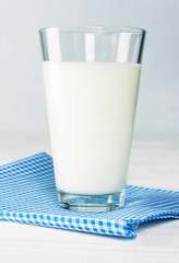 Glass of milk closeup.