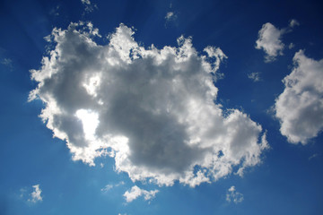 Rays of light  emerged from the clouds