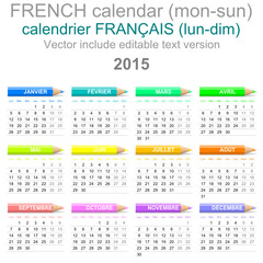 2015 Crayons Calendar French Version