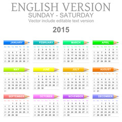 2015 Crayons Calendar English Version