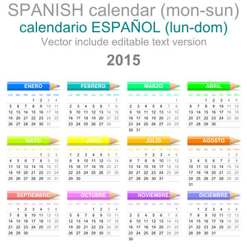 2015 Crayons Calendar Spanish Version