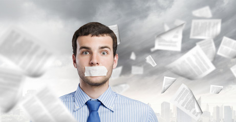 Speechless businessman